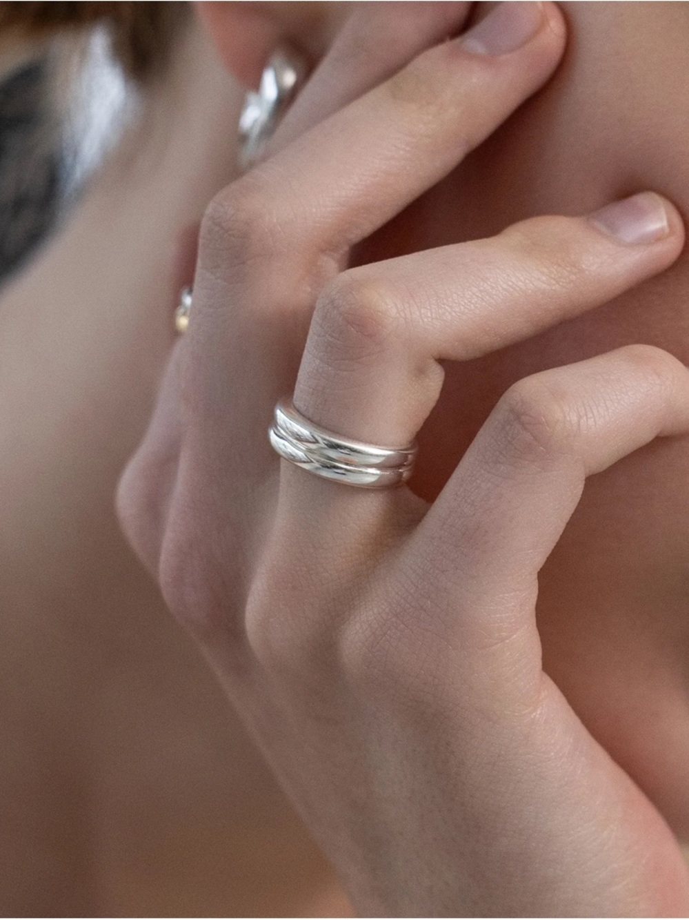 musinsa tatiana silver double band ring